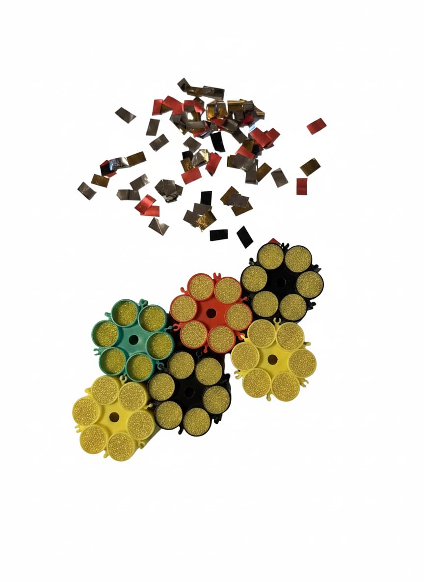 Pride.Direct Konfetti-Nachfüllpack, 36 Schuss in 6 Magazinen, Kompatibel mit Konfetti-Pistole und Fan-Werfer, Rot-Gelb-Grün