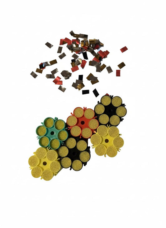 Pride.Direct Konfetti-Nachfüllpack, 36 Schuss in 6 Magazinen, Kompatibel mit Konfetti-Pistole und Fan-Werfer, Rot-Gelb-Grün